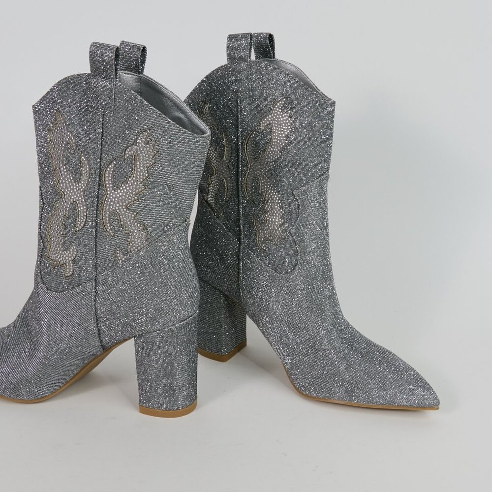 MIA Silver Sparkle Western Short Boot - NWOT - Size 6.5